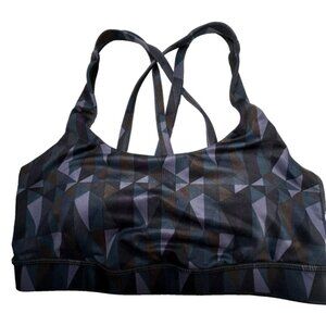 Lululemon Energy Bra Stained Glass Love Nightfall Black Sz 4 Yoga
